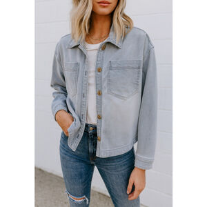 Carve Designs Denim Shacket Light Wash Button Front Womens Large New